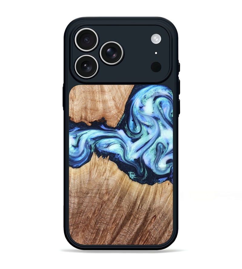 iPhone 17 Pro Max Wood Phone Case - Clay (Blue, 821690)