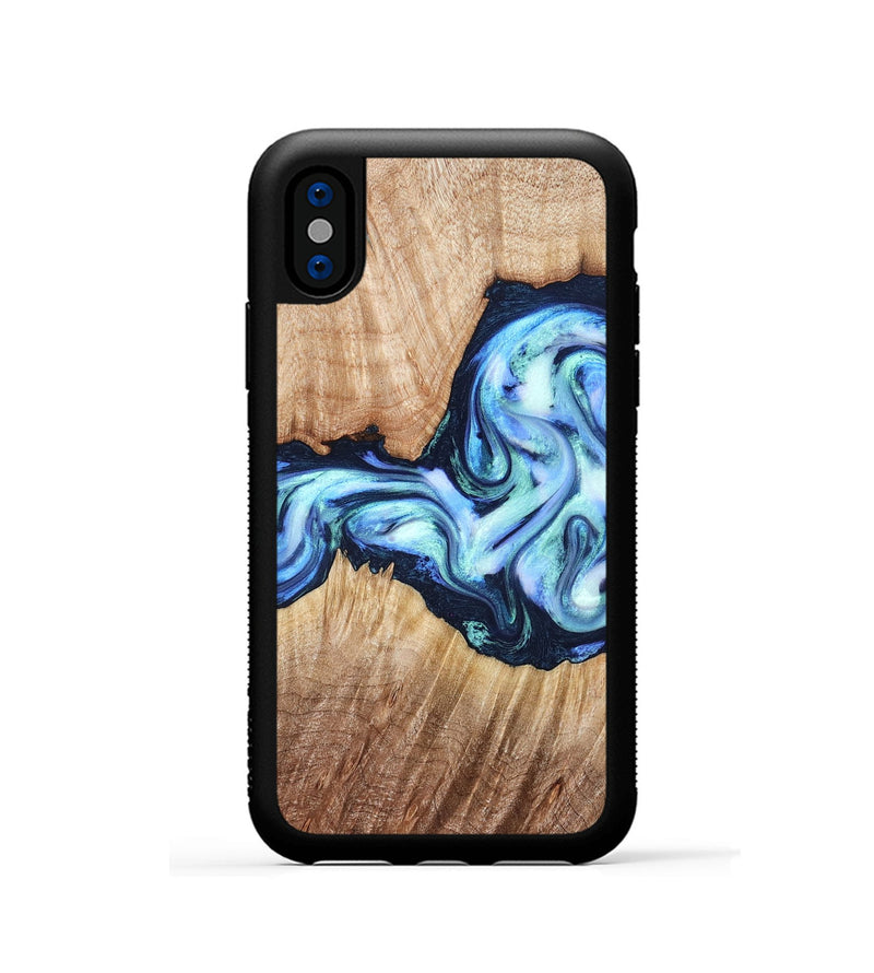 iPhone Xs Wood Phone Case - Clay (Blue, 821690)