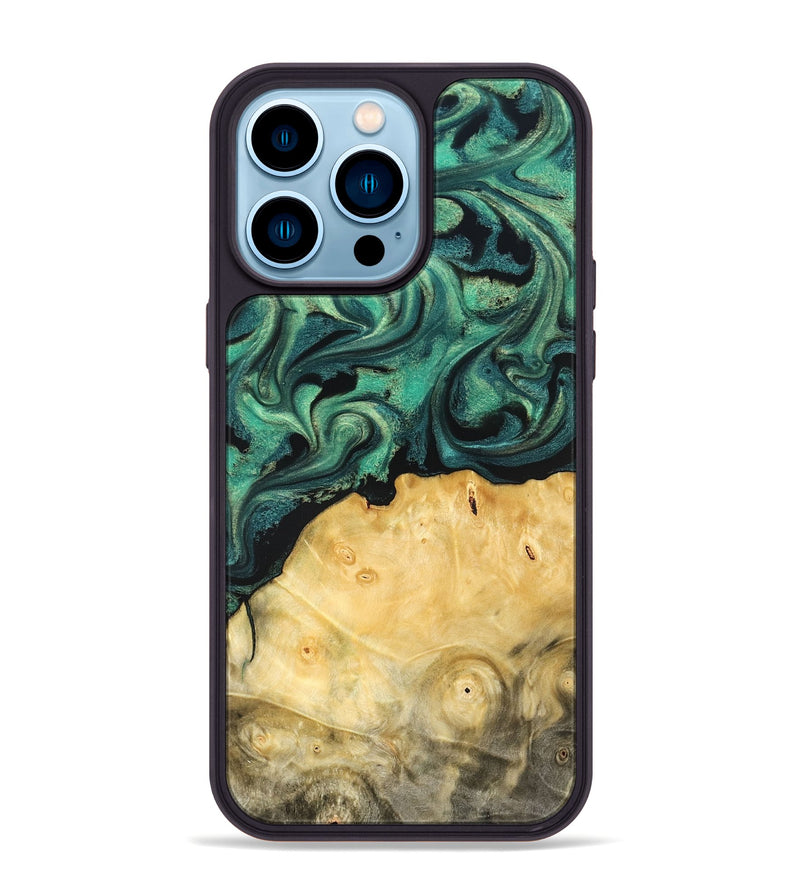iPhone 14 Pro Max Wood Phone Case - Dortha (Green, 821694)