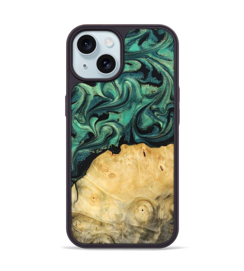 iPhone 15 Wood Phone Case - Dortha (Green, 821694)