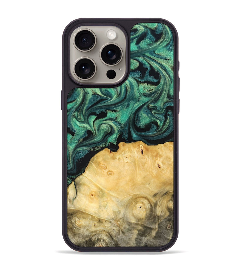 iPhone 15 Pro Max Wood Phone Case - Dortha (Green, 821694)