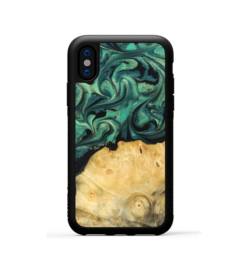 iPhone Xs Wood Phone Case - Dortha (Green, 821694)