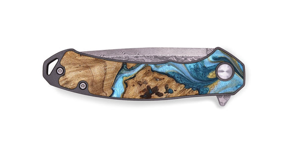 EDC Wood Pocket Knife - Debi (Teal & Gold, 821699)