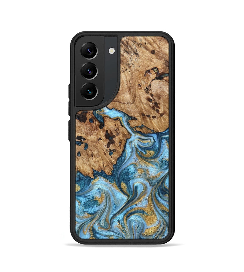 Galaxy S22 Wood Phone Case - Debi (Teal & Gold, 821699)