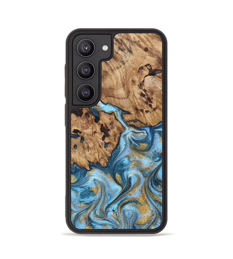 Galaxy S23 Wood Phone Case - Debi (Teal & Gold, 821699)
