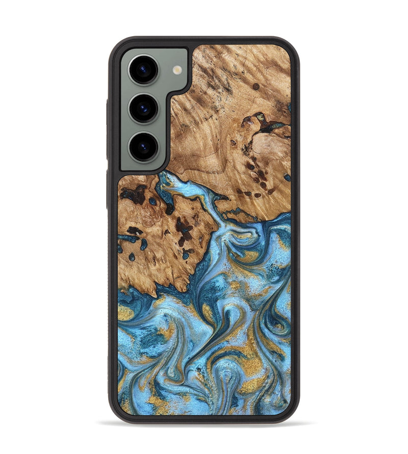 Galaxy S23 Plus Wood Phone Case - Debi (Teal & Gold, 821699)