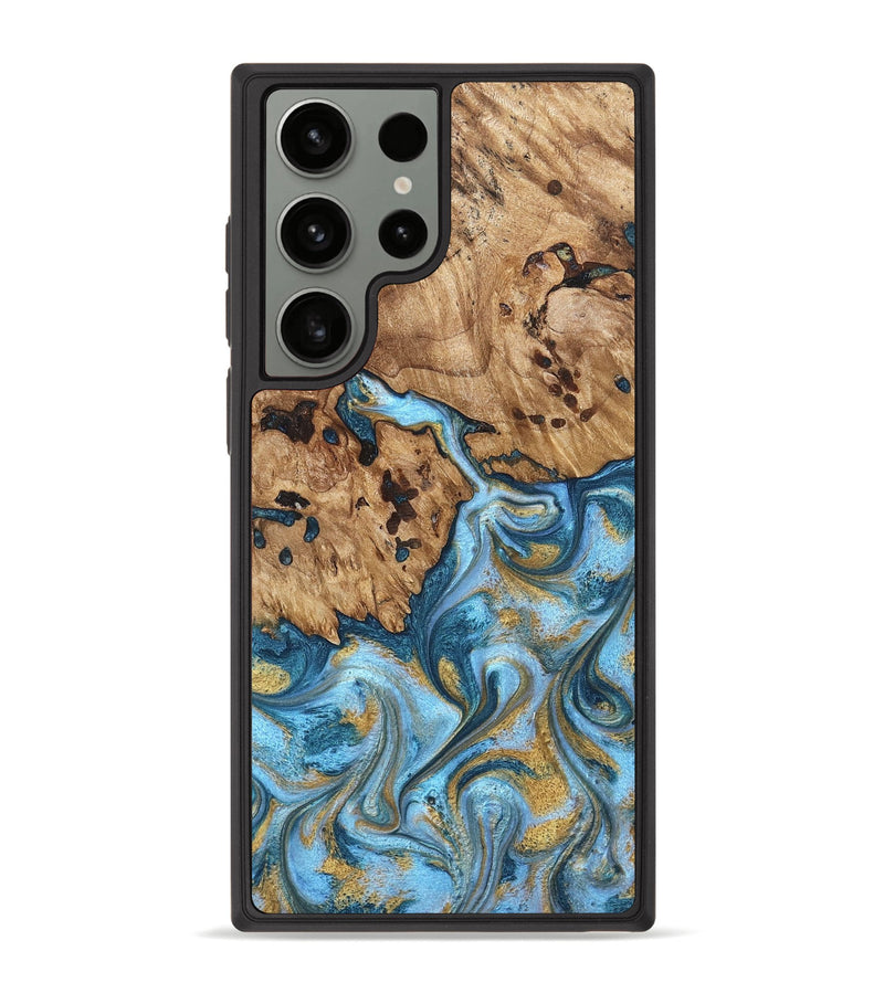 Galaxy S23 Ultra Wood Phone Case - Debi (Teal & Gold, 821699)