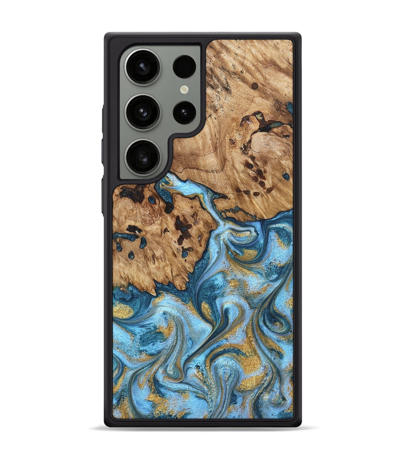 Galaxy S24 Ultra Wood Phone Case - Debi (Teal & Gold, 821699)