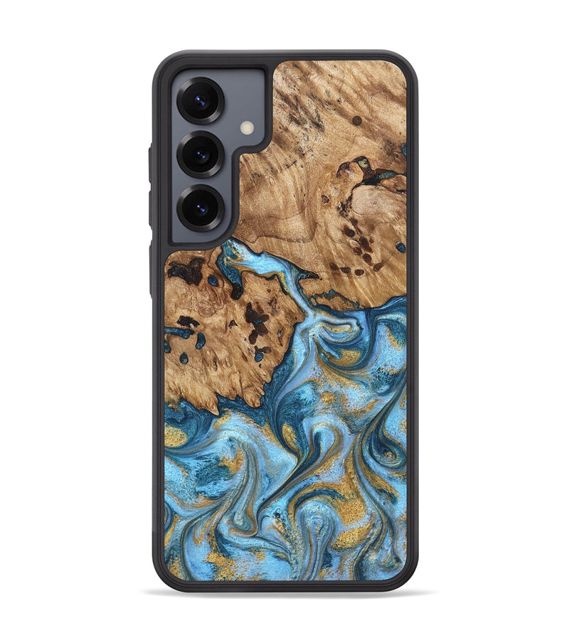 Galaxy S25 Plus Wood Phone Case - Debi (Teal & Gold, 821699)