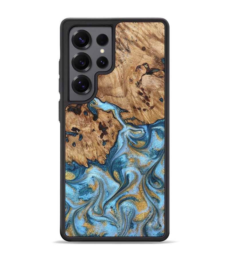 Galaxy S25 Ultra Wood Phone Case - Debi (Teal & Gold, 821699)