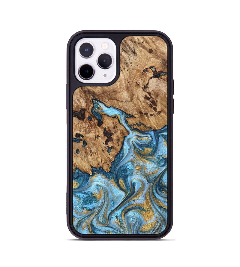 iPhone 11 Pro Wood Phone Case - Debi (Teal & Gold, 821699)