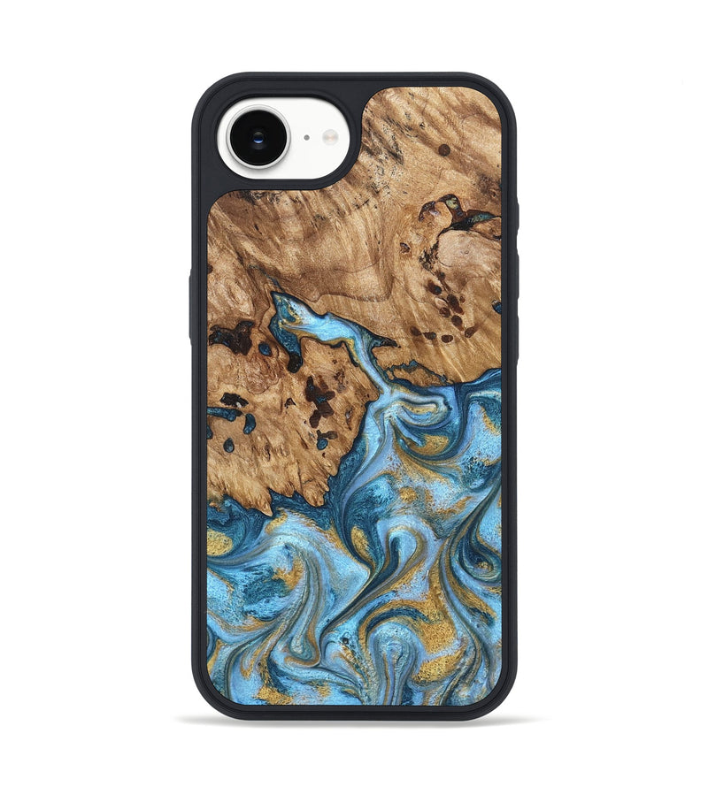 iPhone 17e Wood Phone Case - Debi (Teal & Gold, 821699)