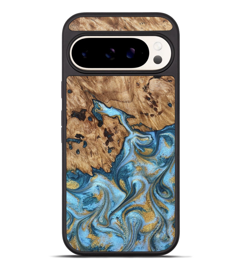 Pixel 9 Pro XL Wood Phone Case - Debi (Teal & Gold, 821699)