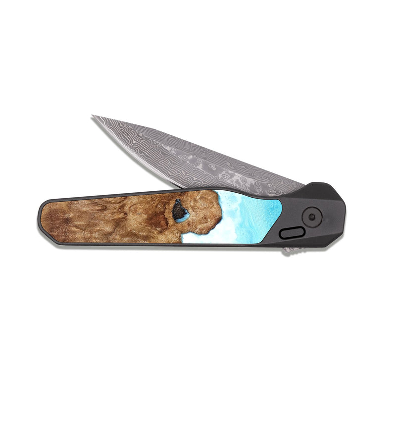 EDC Dark Damascus Wood Pocket Knife - Karly (Coastal, 821708)