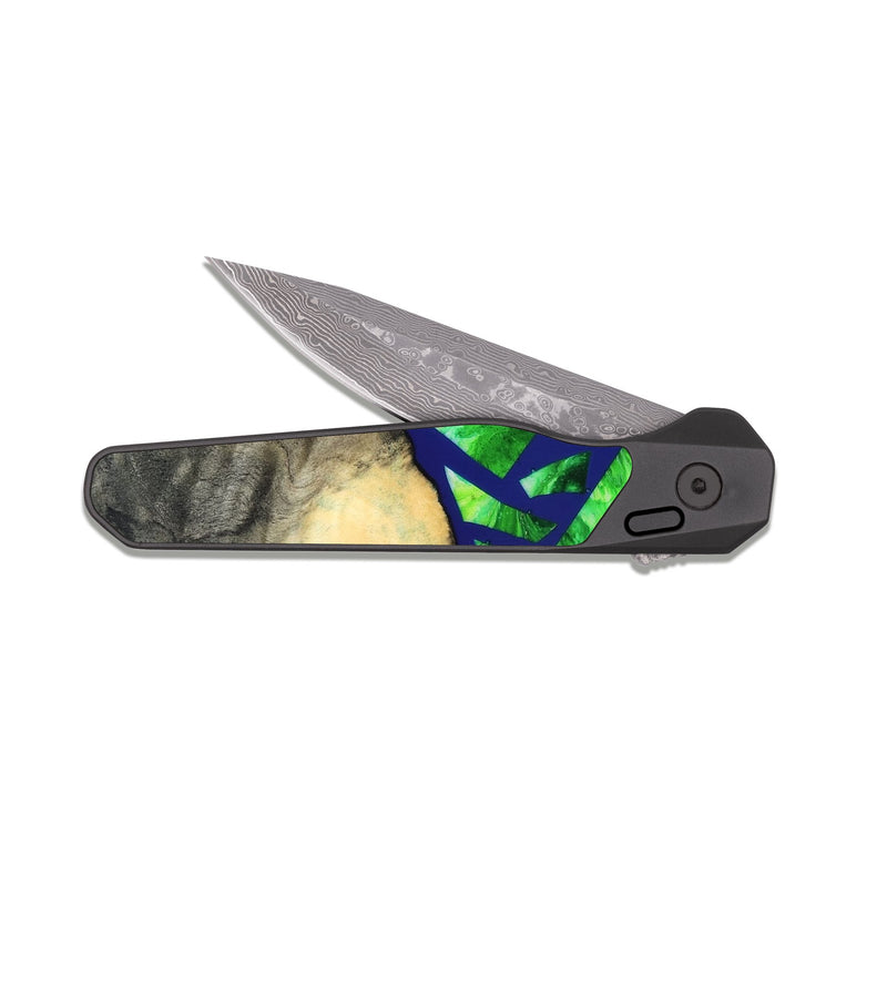 EDC Dark Damascus Wood Pocket Knife - Davonte (Stained Glass, 821732)