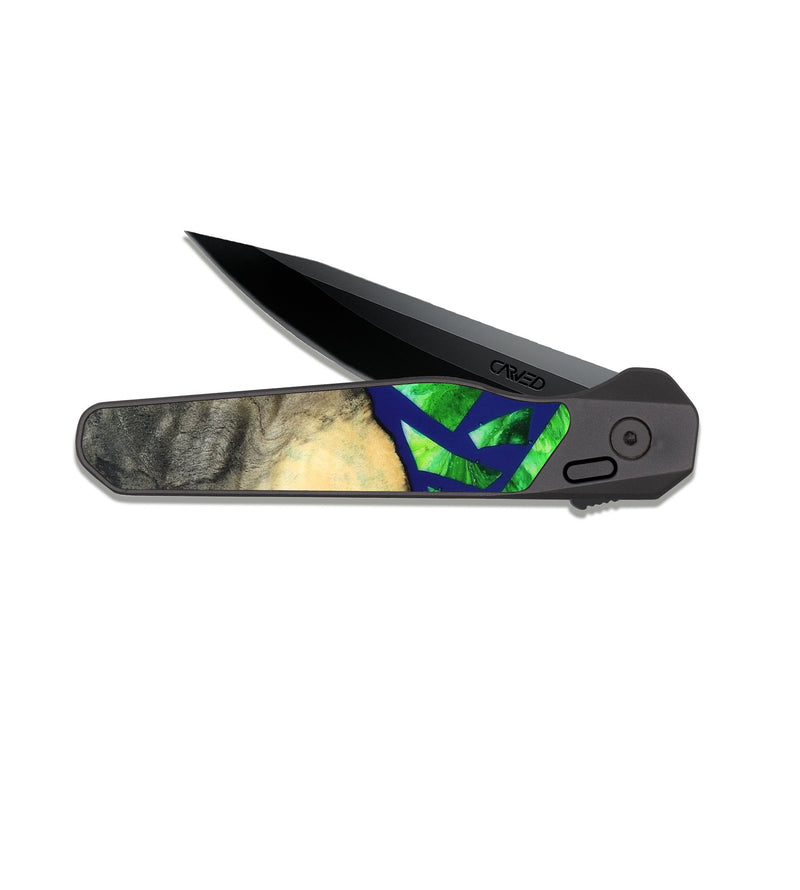 EDC Dark Slate Wood Pocket Knife - Davonte (Stained Glass, 821732)