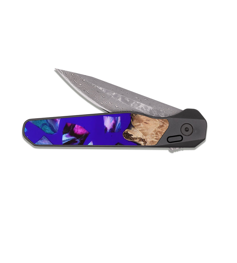 EDC Dark Damascus Wood Pocket Knife - Jordy (Stained Glass, 821744)