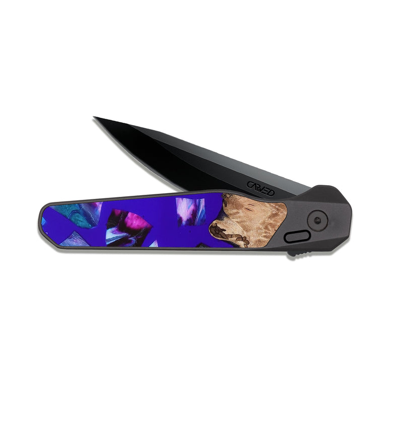 EDC Dark Slate Wood Pocket Knife - Jordy (Stained Glass, 821744)
