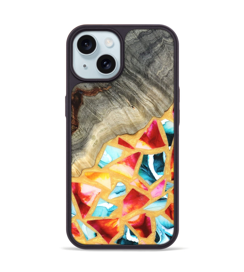 iPhone 15 Wood Phone Case - Huxley (Stained Glass, 821745)