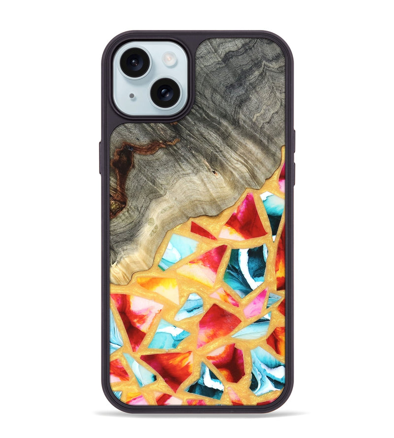 iPhone 15 Plus Wood Phone Case - Huxley (Stained Glass, 821745)