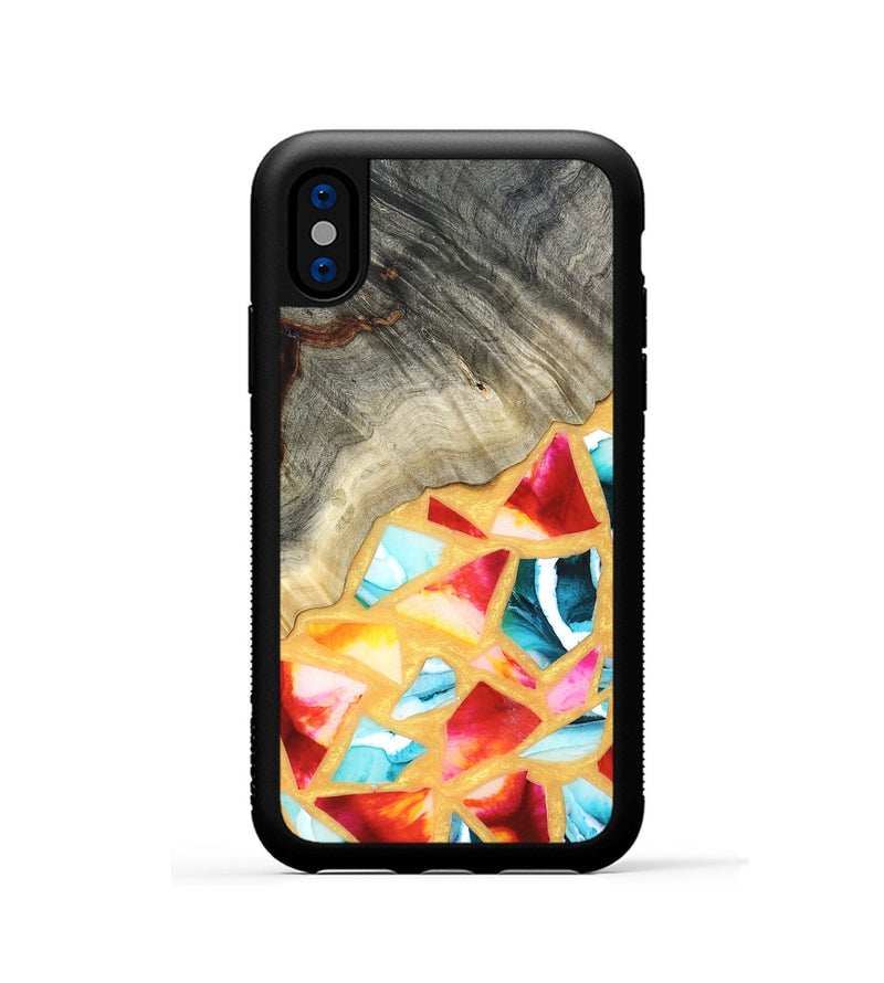 iPhone Xs Wood Phone Case - Huxley (Stained Glass, 821745)