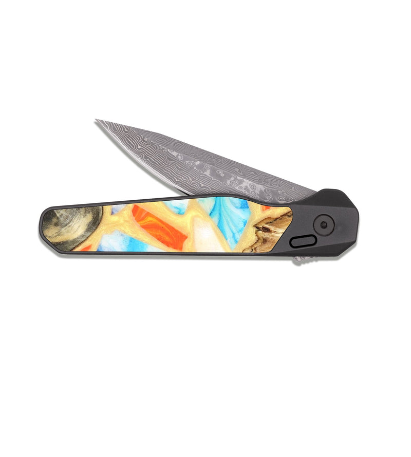 EDC Dark Damascus Wood Pocket Knife - Micah (Stained Glass, 821747)