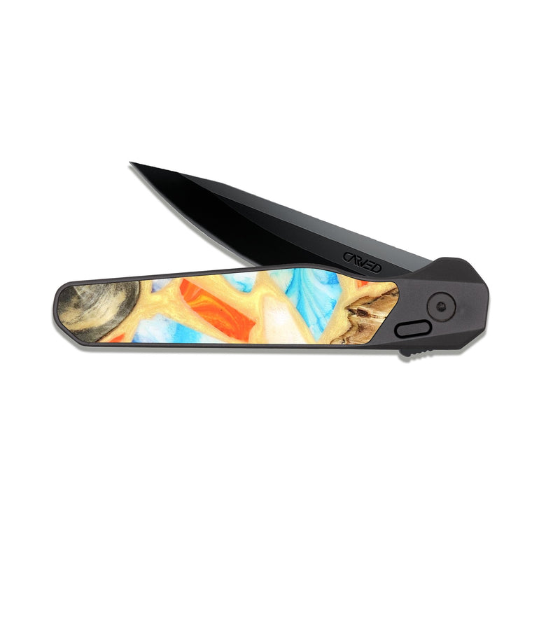 EDC Dark Slate Wood Pocket Knife - Micah (Stained Glass, 821747)
