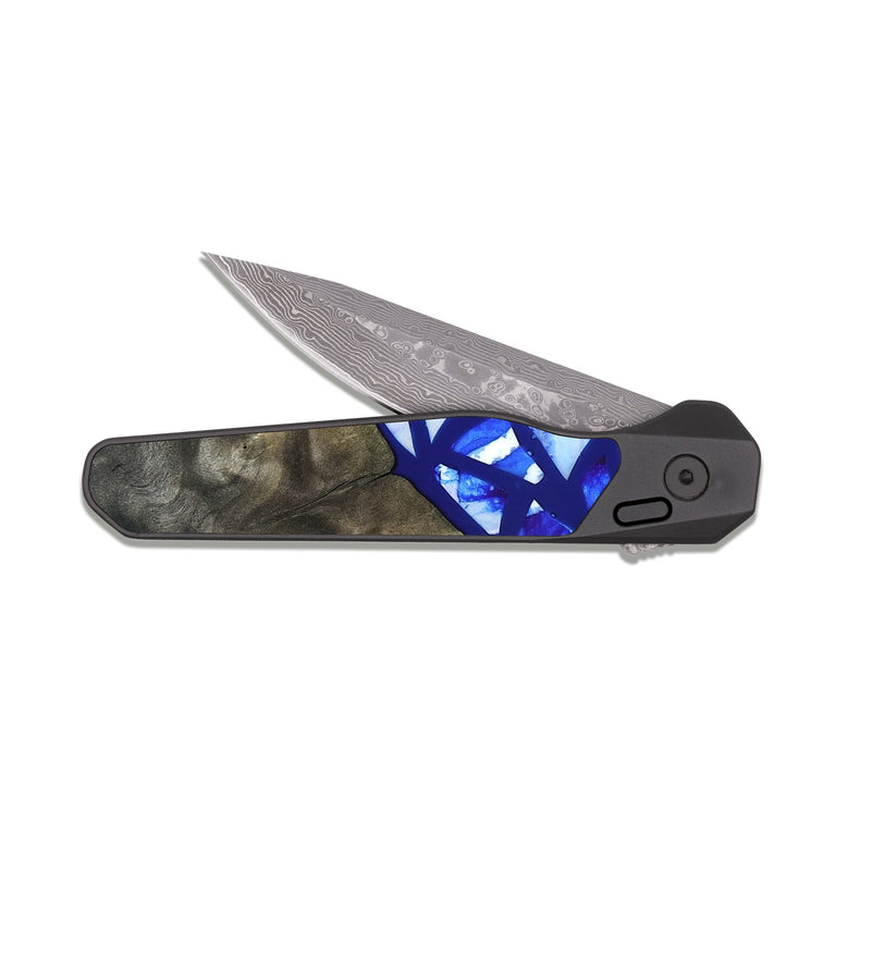 EDC Dark Damascus Wood Pocket Knife - Lakelyn (Stained Glass, 821758)