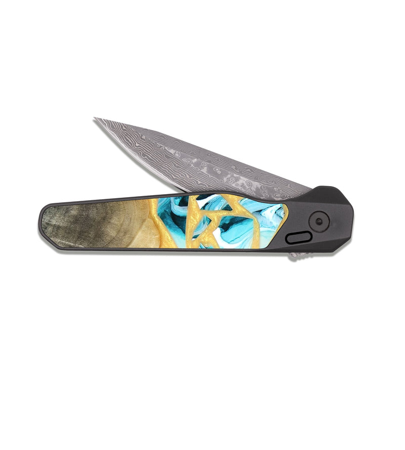 EDC Dark Damascus Wood Pocket Knife - Lorine (Stained Glass, 821761)