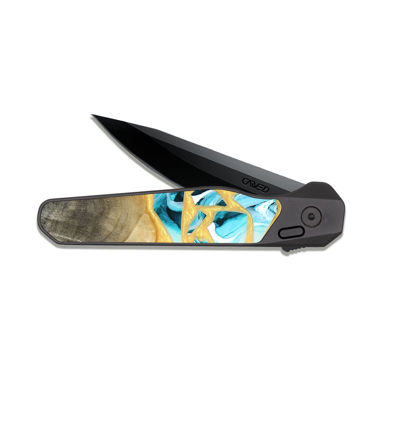 EDC Dark Slate Wood Pocket Knife - Lorine (Stained Glass, 821761)