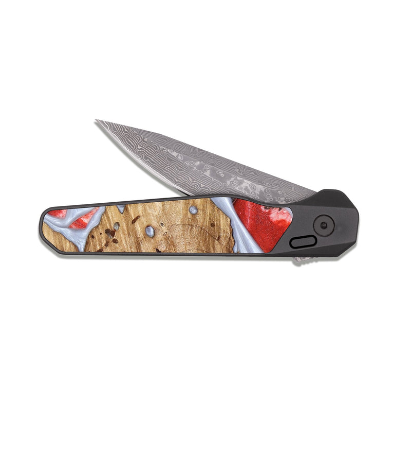 EDC Dark Damascus Wood Pocket Knife - Shavon (Stained Glass, 821763)