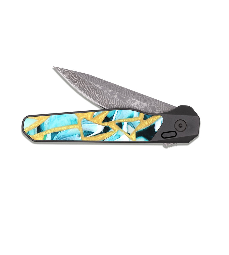 EDC Dark Damascus Wood Pocket Knife - Harmoni (Stained Glass, 821765)