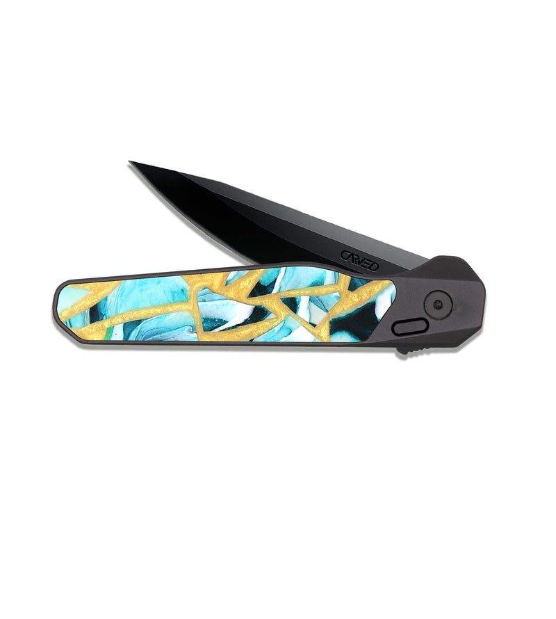 EDC Dark Slate Wood Pocket Knife - Harmoni (Stained Glass, 821765)