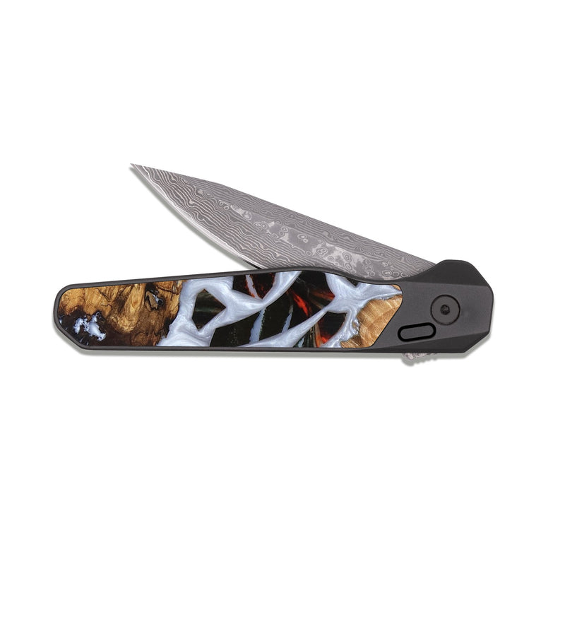 EDC Dark Damascus Wood Pocket Knife - Elodie (Stained Glass, 821766)