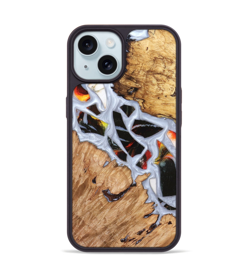 iPhone 15 Wood Phone Case - Elodie (Stained Glass, 821766)