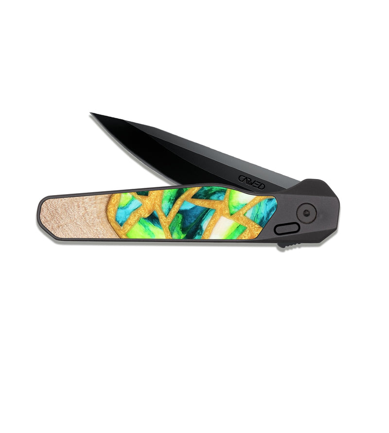 EDC Dark Slate Wood Pocket Knife - Lorene (Stained Glass, 821770)