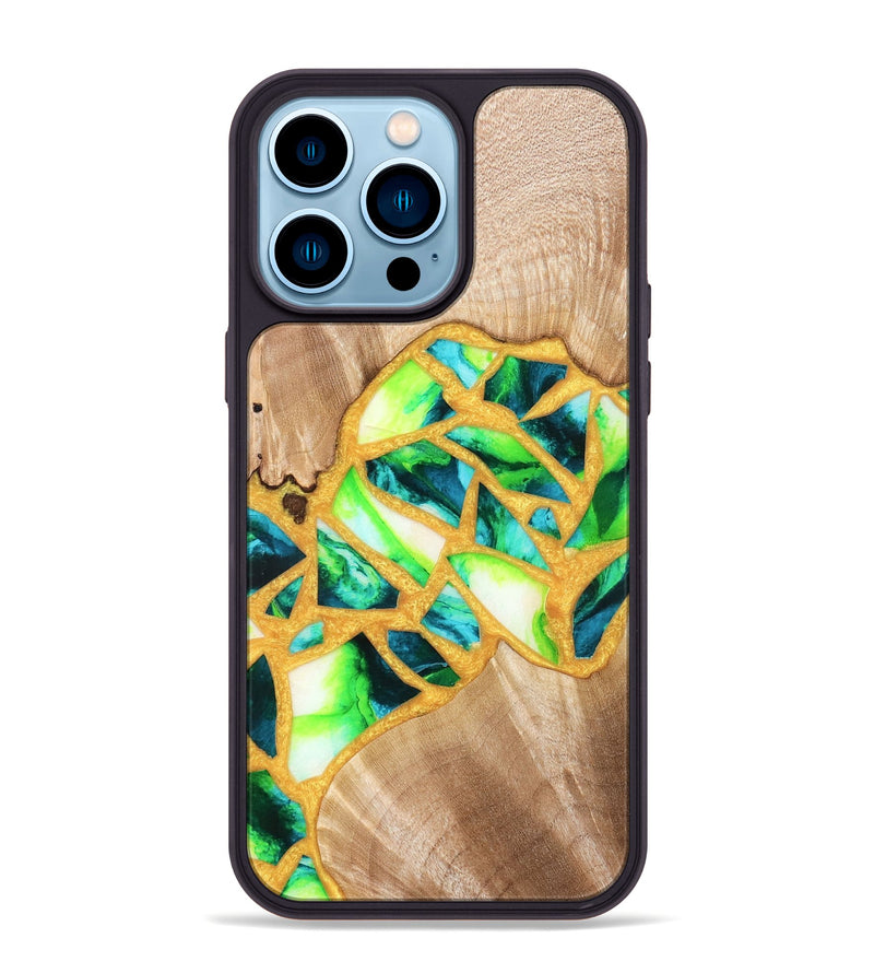 iPhone 14 Pro Max Wood Phone Case - Lorene (Stained Glass, 821770)