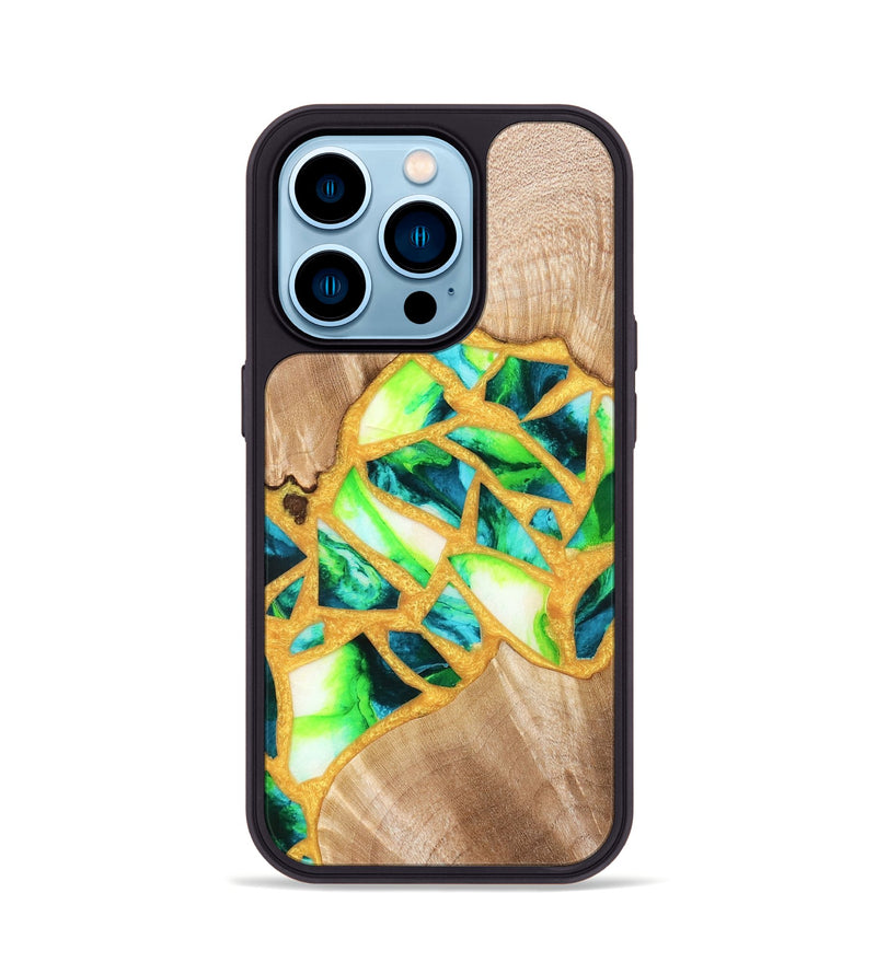 iPhone 14 Pro Wood Phone Case - Lorene (Stained Glass, 821770)