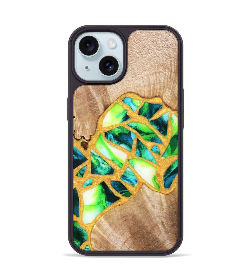 iPhone 15 Wood Phone Case - Lorene (Stained Glass, 821770)