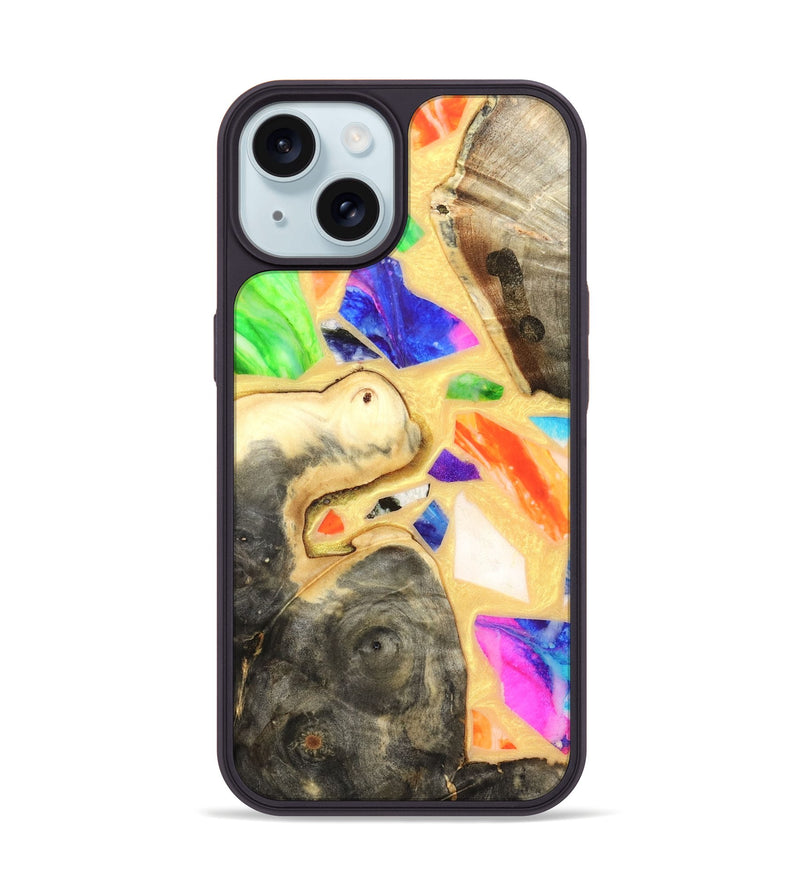 iPhone 15 Wood Phone Case - Leanna (Stained Glass, 821778)