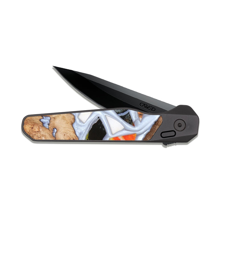 EDC Dark Slate Wood Pocket Knife - Alaina (Stained Glass, 821792)