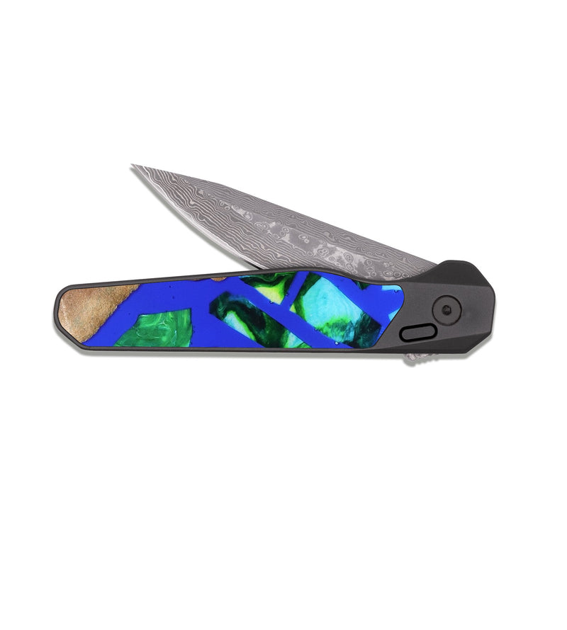 EDC Dark Damascus Wood Pocket Knife - Emmy (Stained Glass, 821793)
