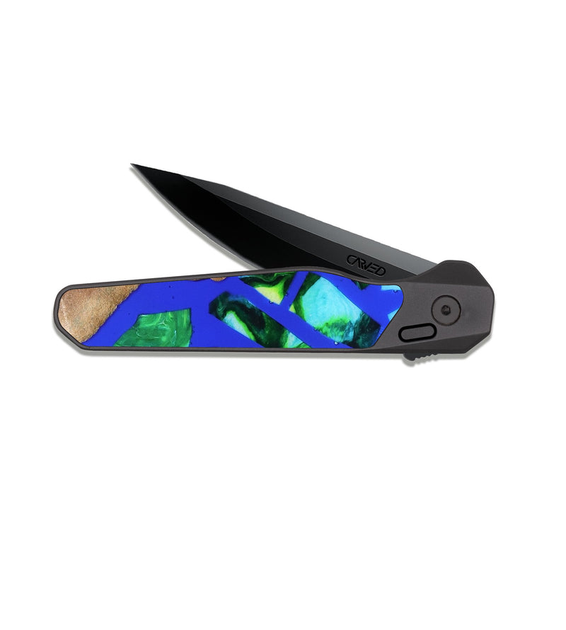 EDC Dark Slate Wood Pocket Knife - Emmy (Stained Glass, 821793)