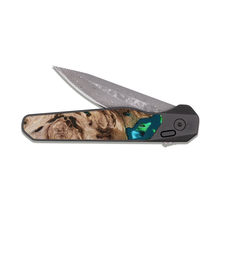 EDC Dark Damascus Wood Pocket Knife - Jarod (Stained Glass, 821795)