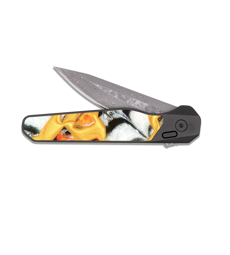 EDC Dark Damascus ResinArt Pocket Knife - Nellie (Stained Glass, 821796)