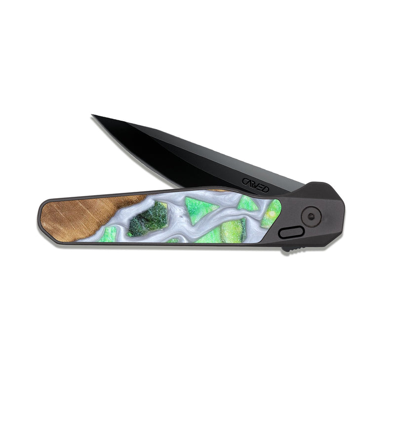 EDC Dark Slate Wood Pocket Knife - Patrica (Stained Glass, 821799)