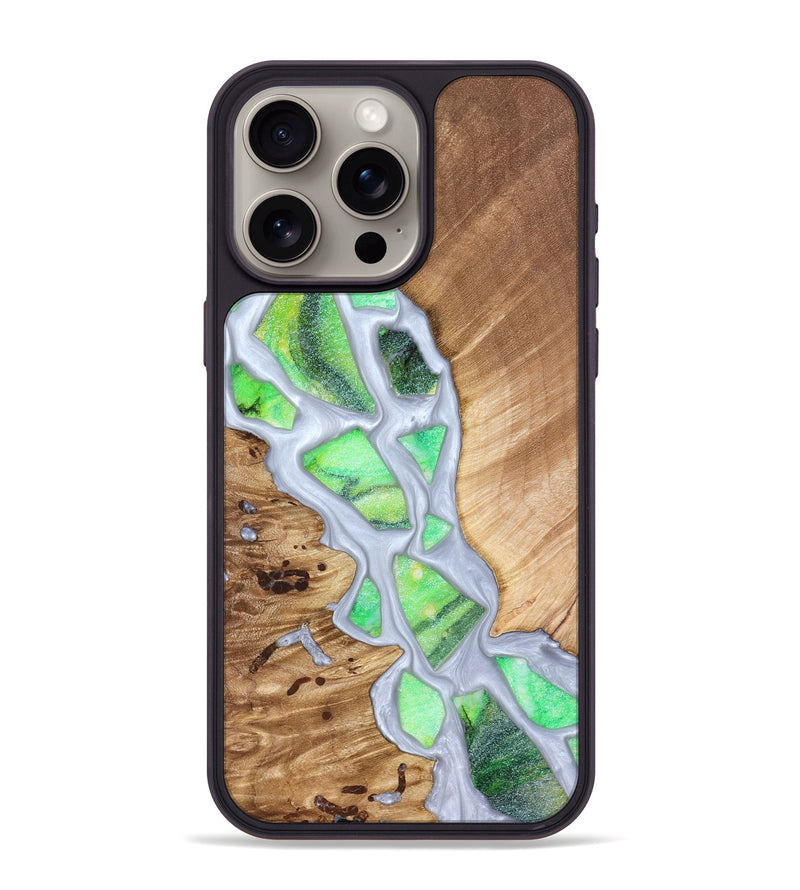 iPhone 15 Pro Max Wood Phone Case - Patrica (Stained Glass, 821799)