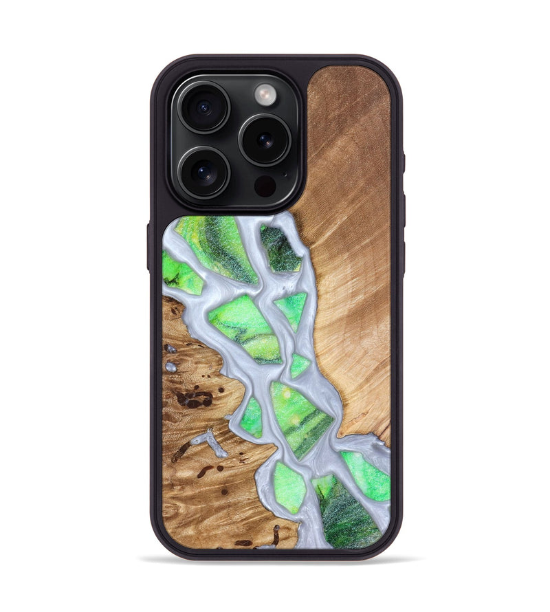 iPhone 15 Pro Wood Phone Case - Patrica (Stained Glass, 821799)
