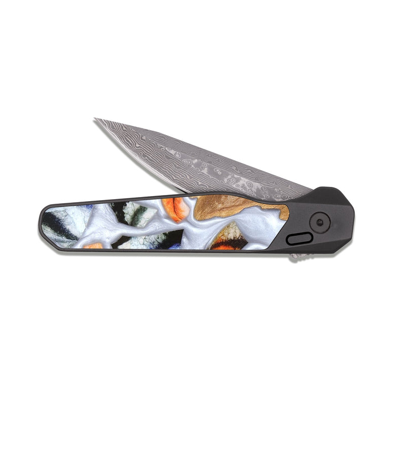 EDC Dark Damascus Wood Pocket Knife - Dusty (Stained Glass, 821802)