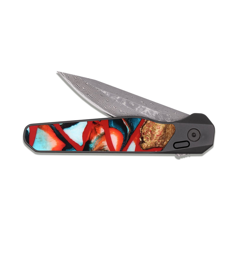EDC Dark Damascus Wood Pocket Knife - Suellen (Stained Glass, 821803)